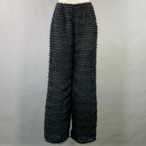 GIORGIO ARMANI Size XS Black Polyester Fringe Wide Leg Dress Pants